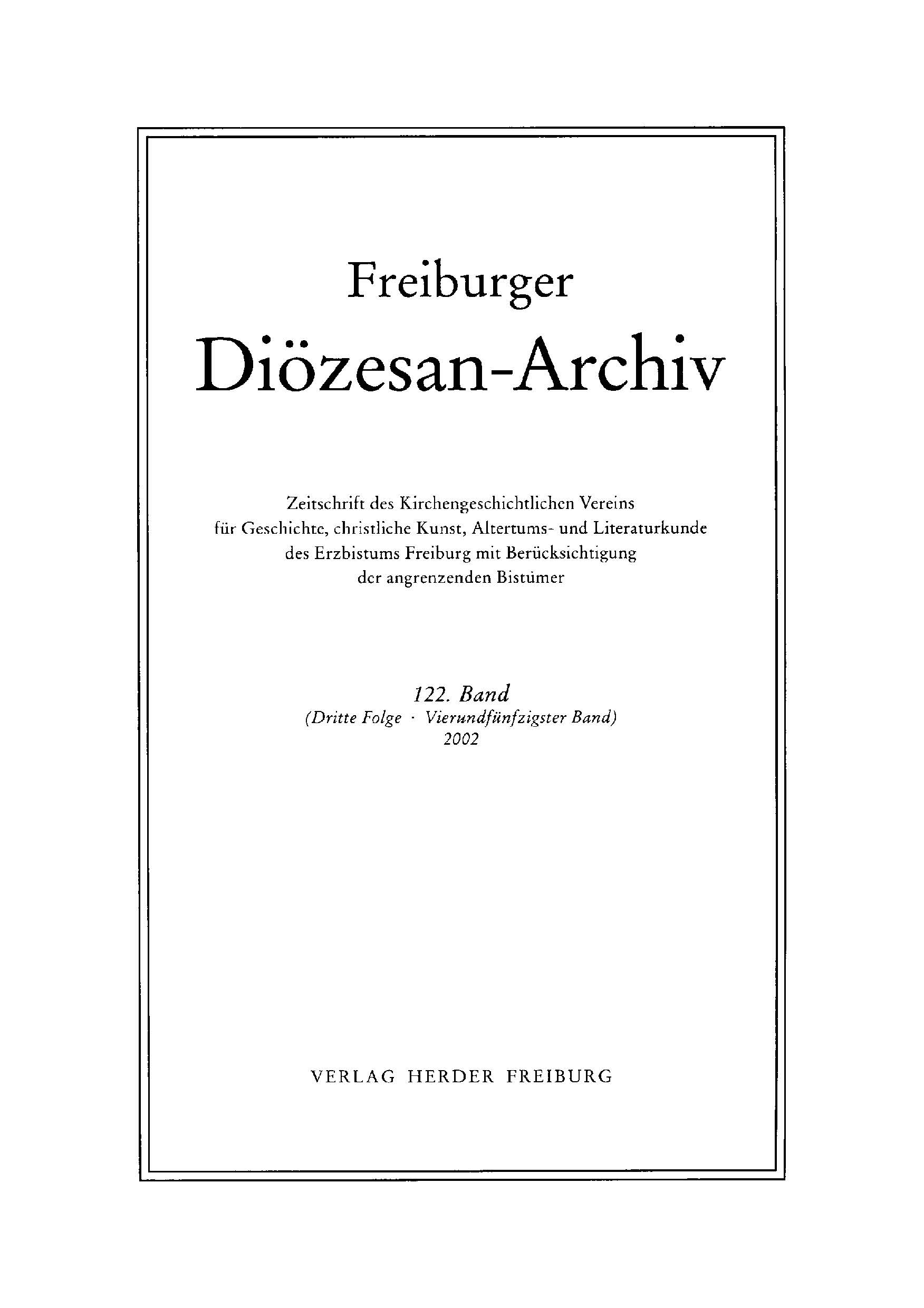 Cover der Zeitschrift Freiburger Dioezesan-Archiv