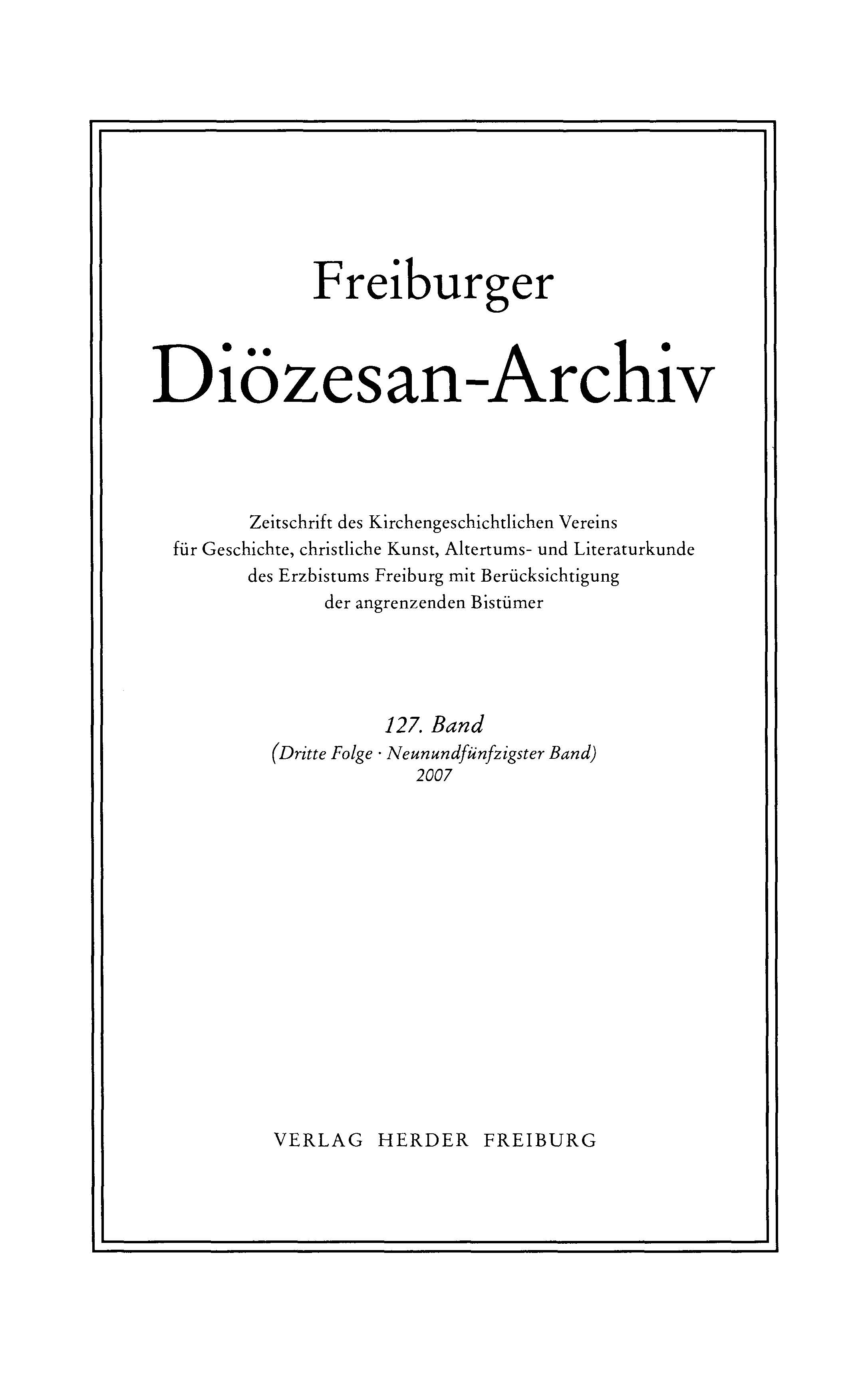 Cover der Zeitschrift Freiburger Dioezesan-Archiv